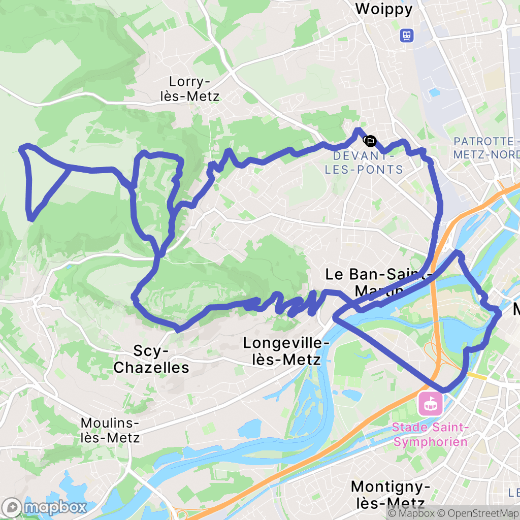 Metz : carte du parcours de randonnée - France