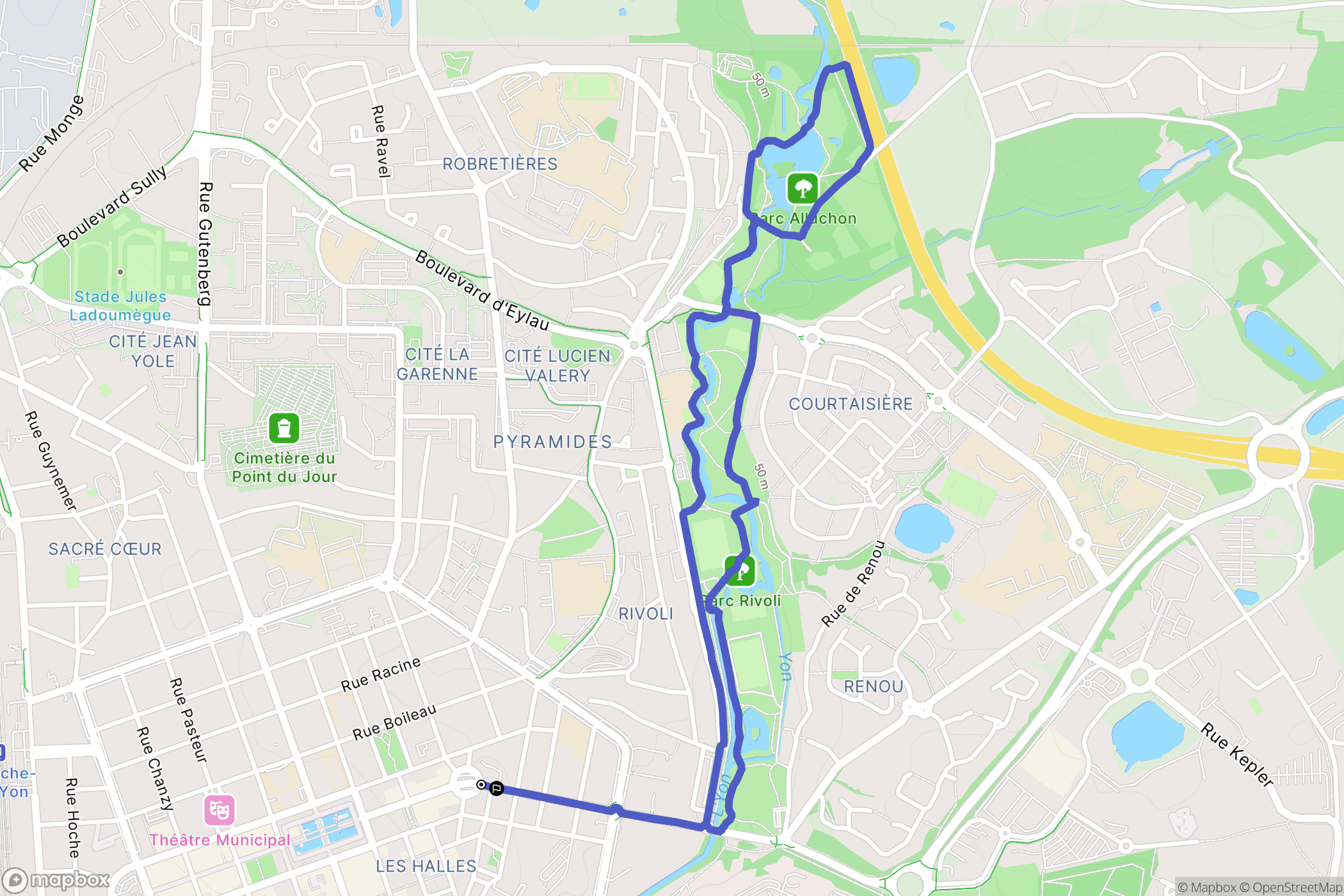 La Roche-sur-Yon : carte du parcours de randonnée - France