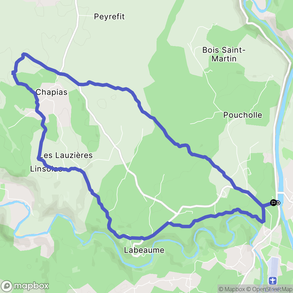 Labeaume : carte du parcours de randonnée - France