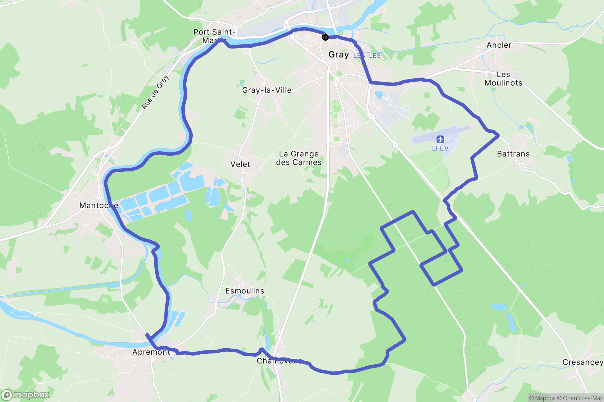 Gray : carte du parcours de randonnée - France