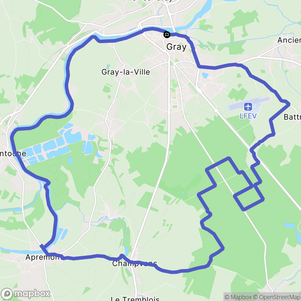 Gray : carte du parcours de randonnée - France