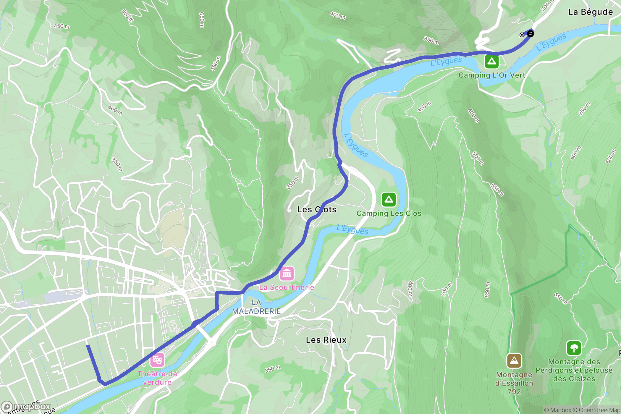 Aubres : carte du parcours de randonnée - France