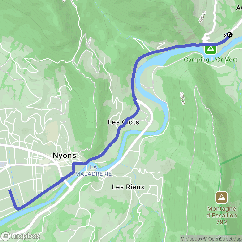 Aubres : carte du parcours de randonnée - France