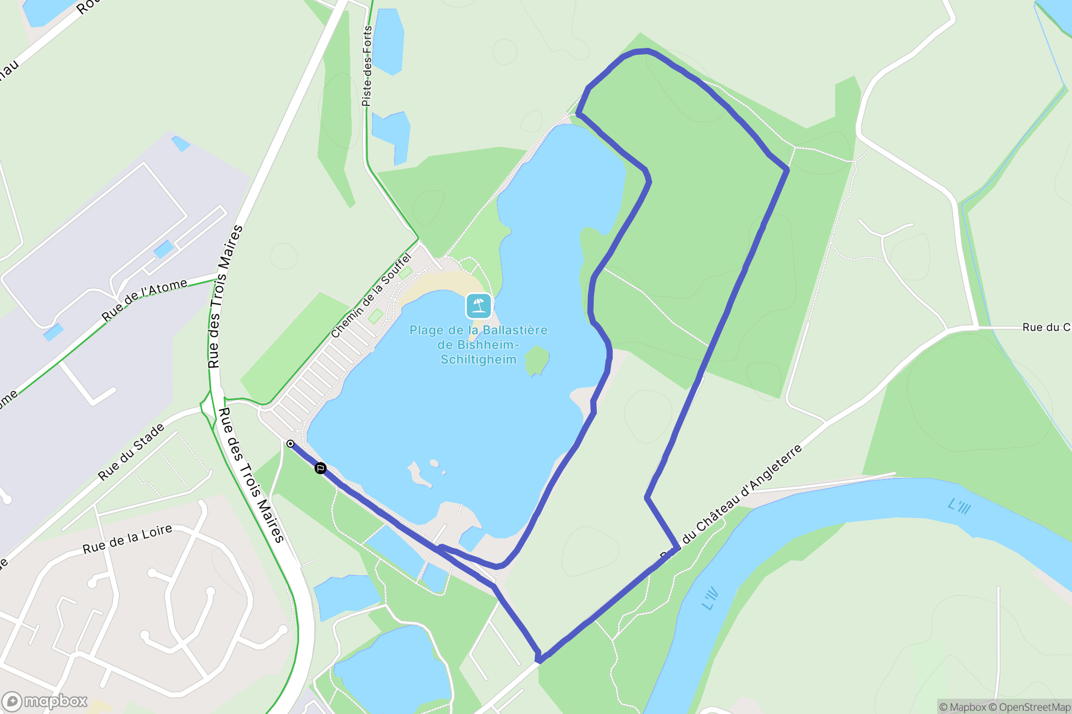 Bischheim,Strasbourg : carte du parcours de randonnée - France