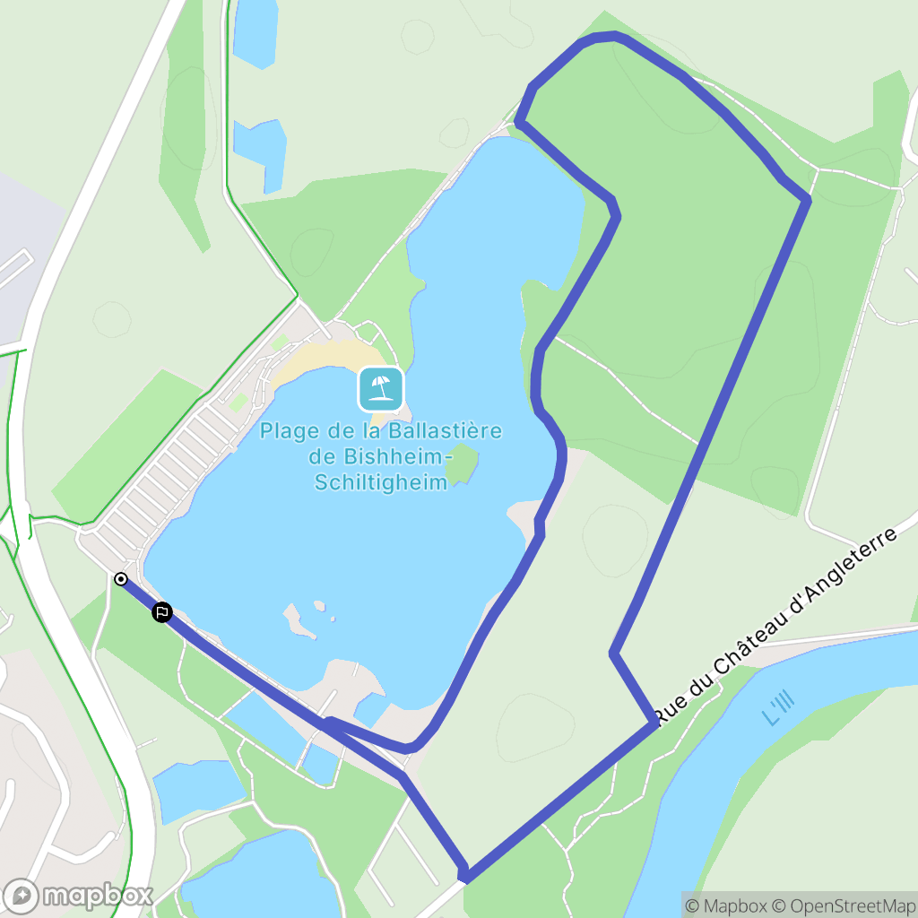 Bischheim,Strasbourg : carte du parcours de randonnée - France