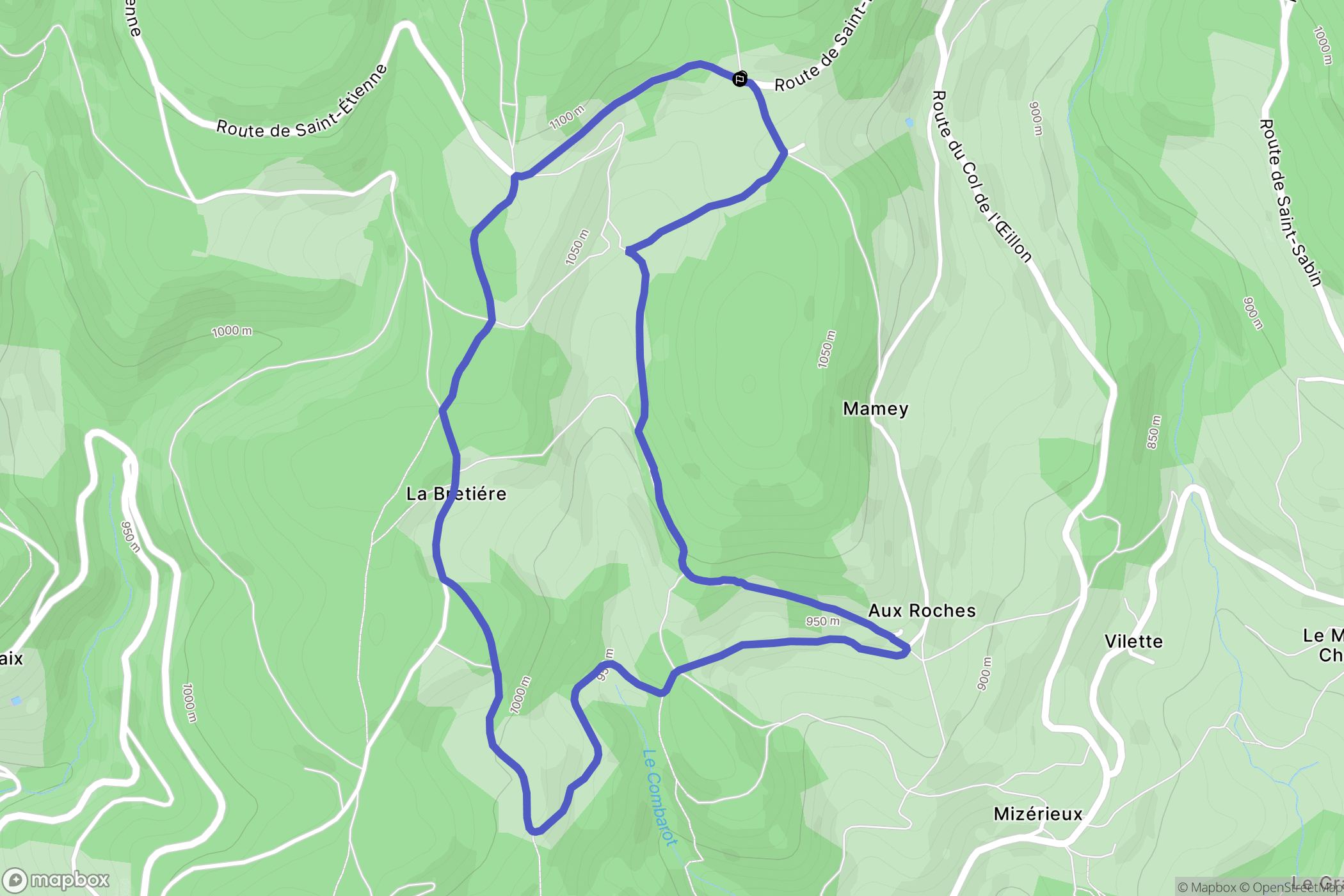 Colombier : carte du parcours de randonnée - France