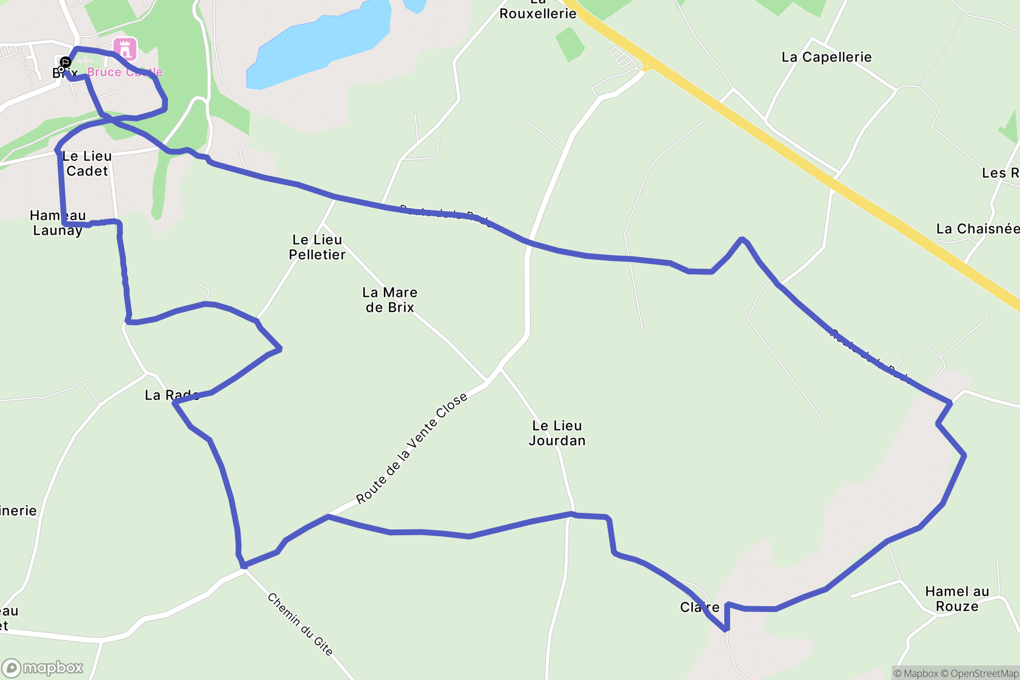 Brix : carte du parcours de randonnée - France