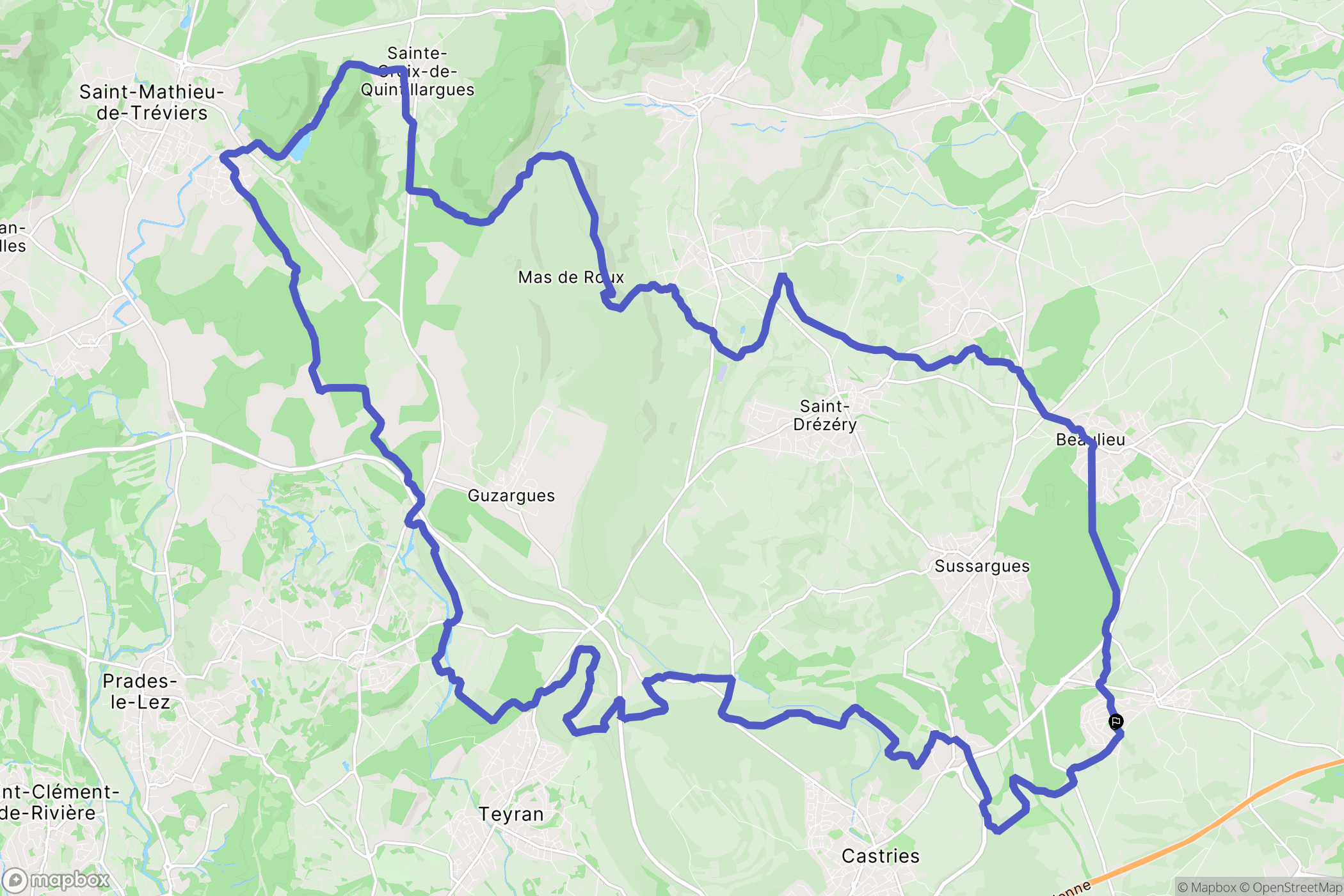 Saint-Geniès-des-Mourgues : carte du parcours de randonnée - France