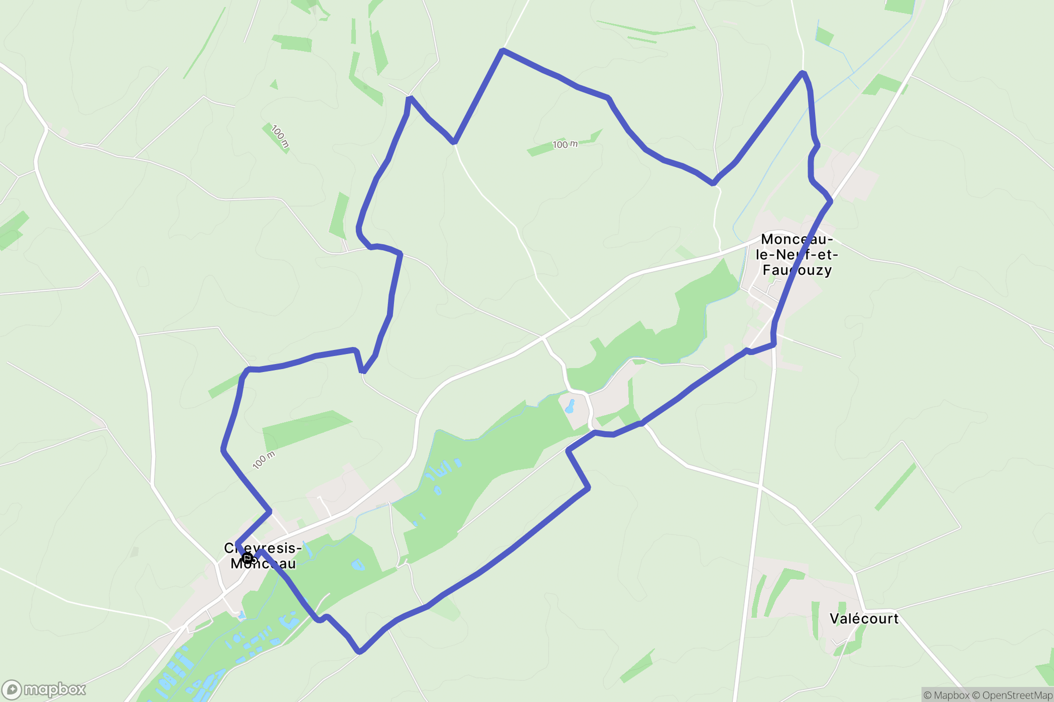 Chevresis-Monceau : carte du parcours de randonnée - France