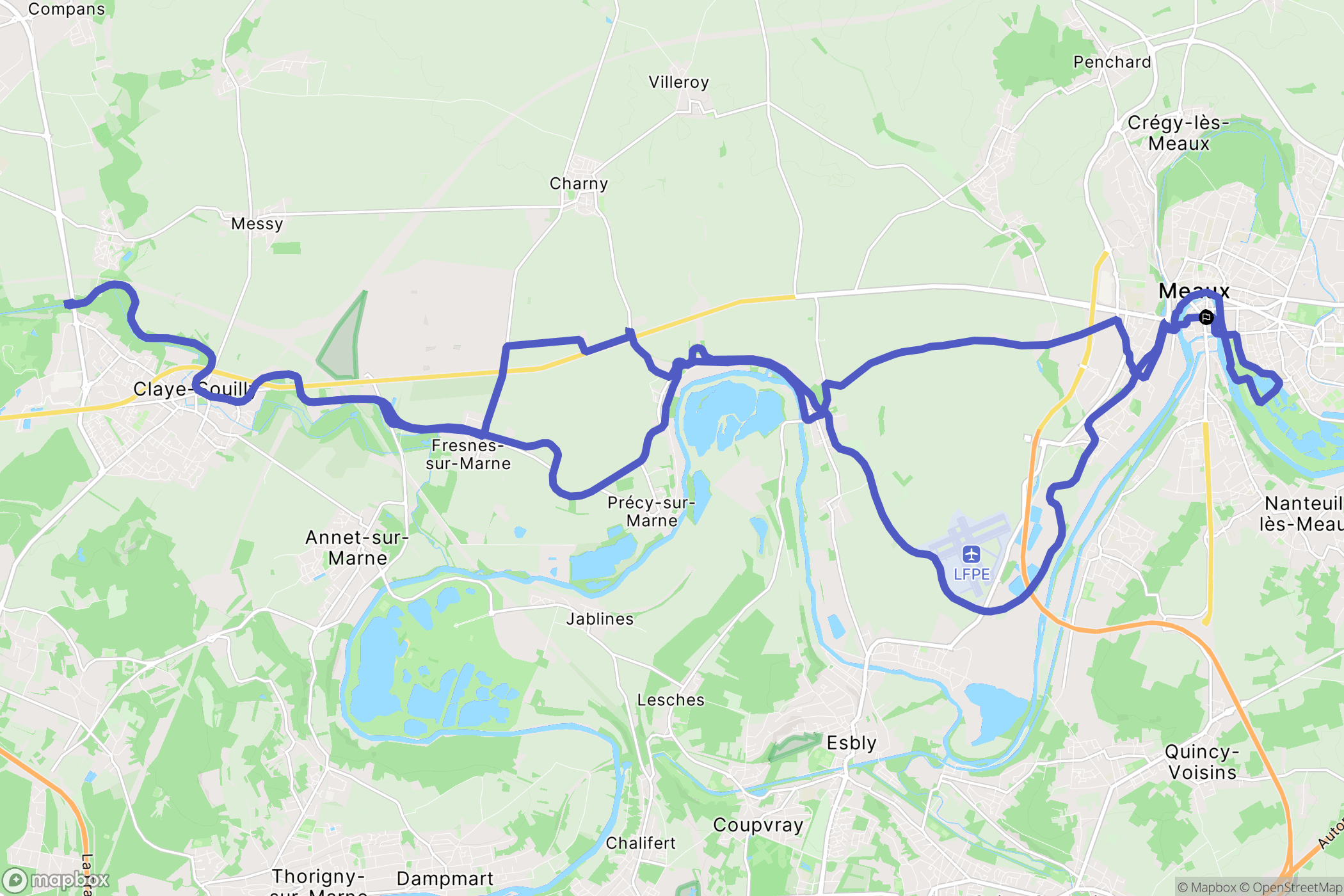 Meaux : carte du parcours de randonnée - France