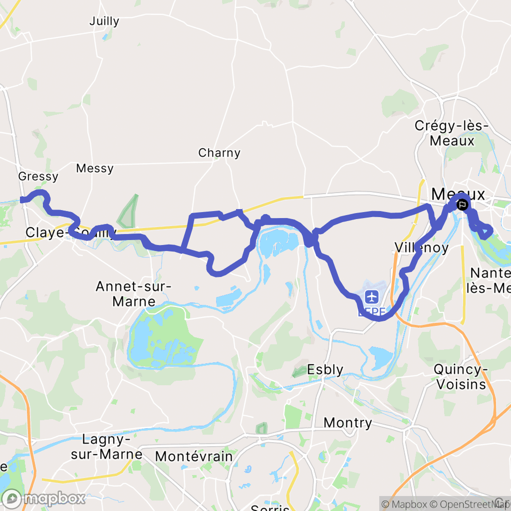 Meaux : carte du parcours de randonnée - France