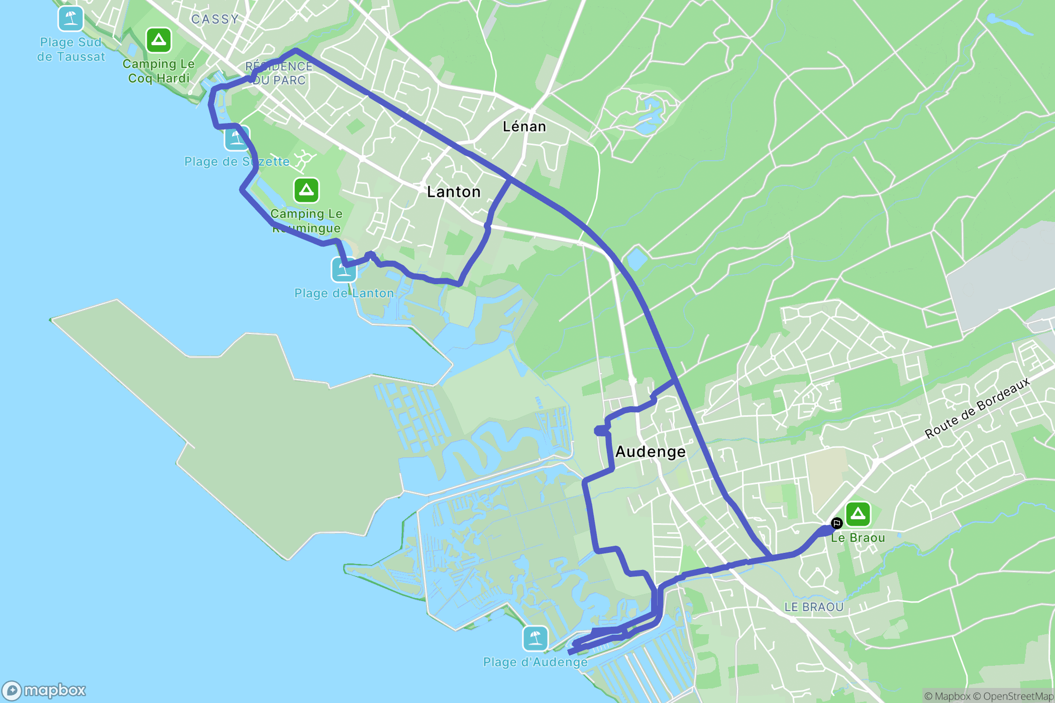 Audenge : carte du parcours de randonnée - France