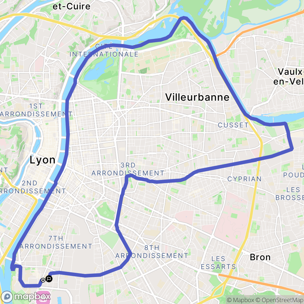 Lyon : carte du parcours de randonnée - France