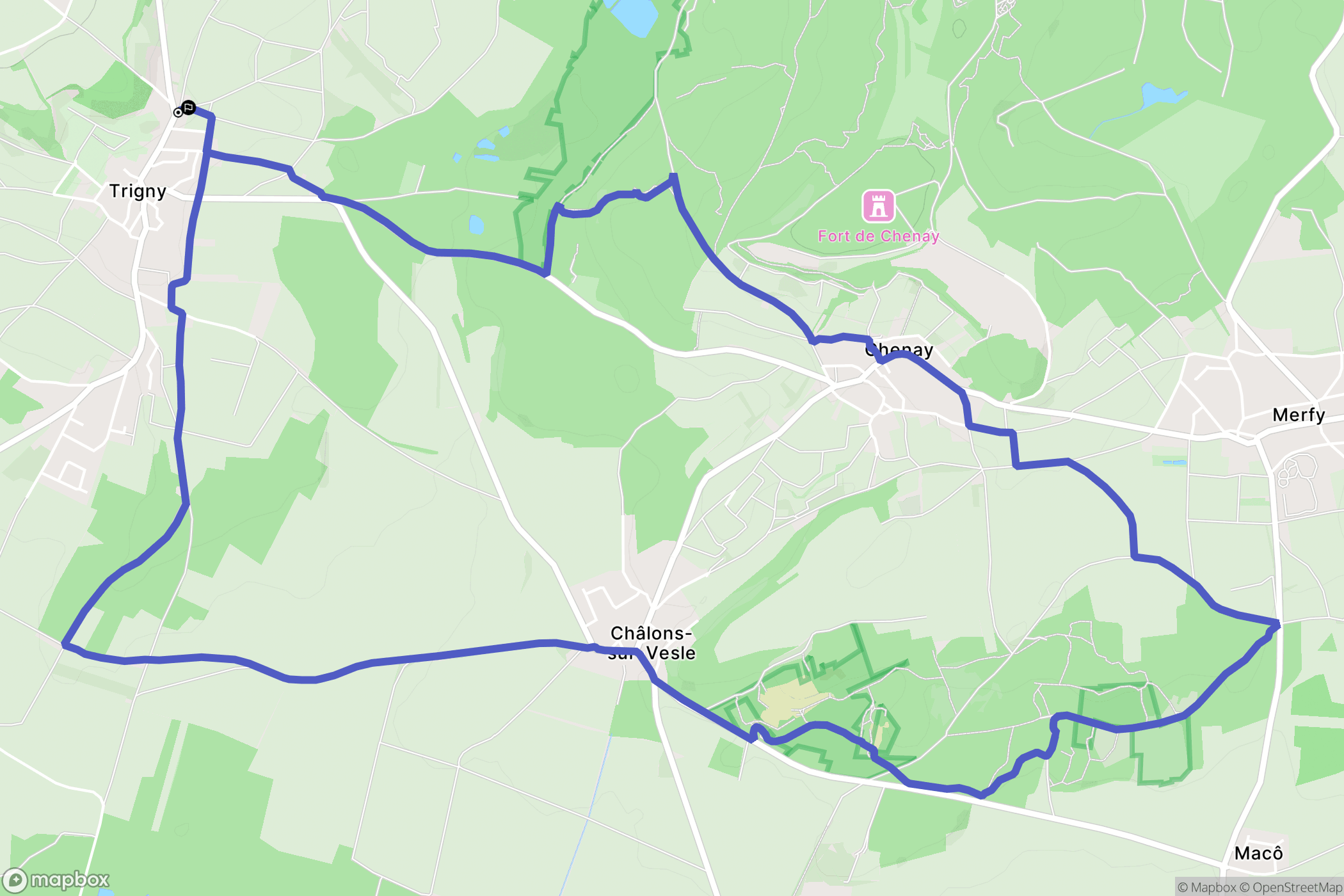 Trigny : carte du parcours de randonnée - France