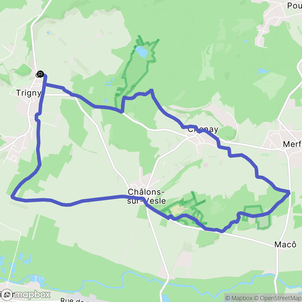 Trigny : carte du parcours de randonnée - France