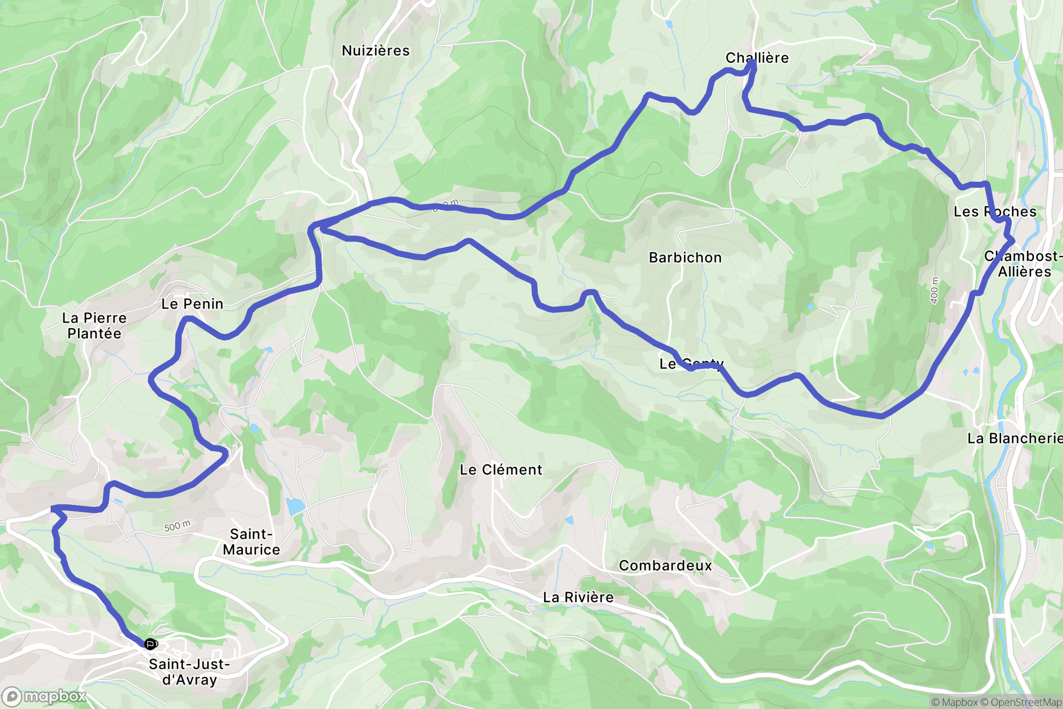 Saint-Just-d'Avray : carte du parcours de randonnée - France