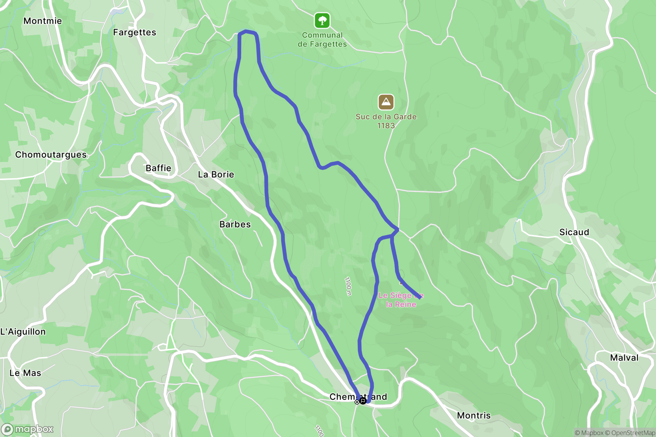 Saint-Just : carte du parcours de randonnée - France