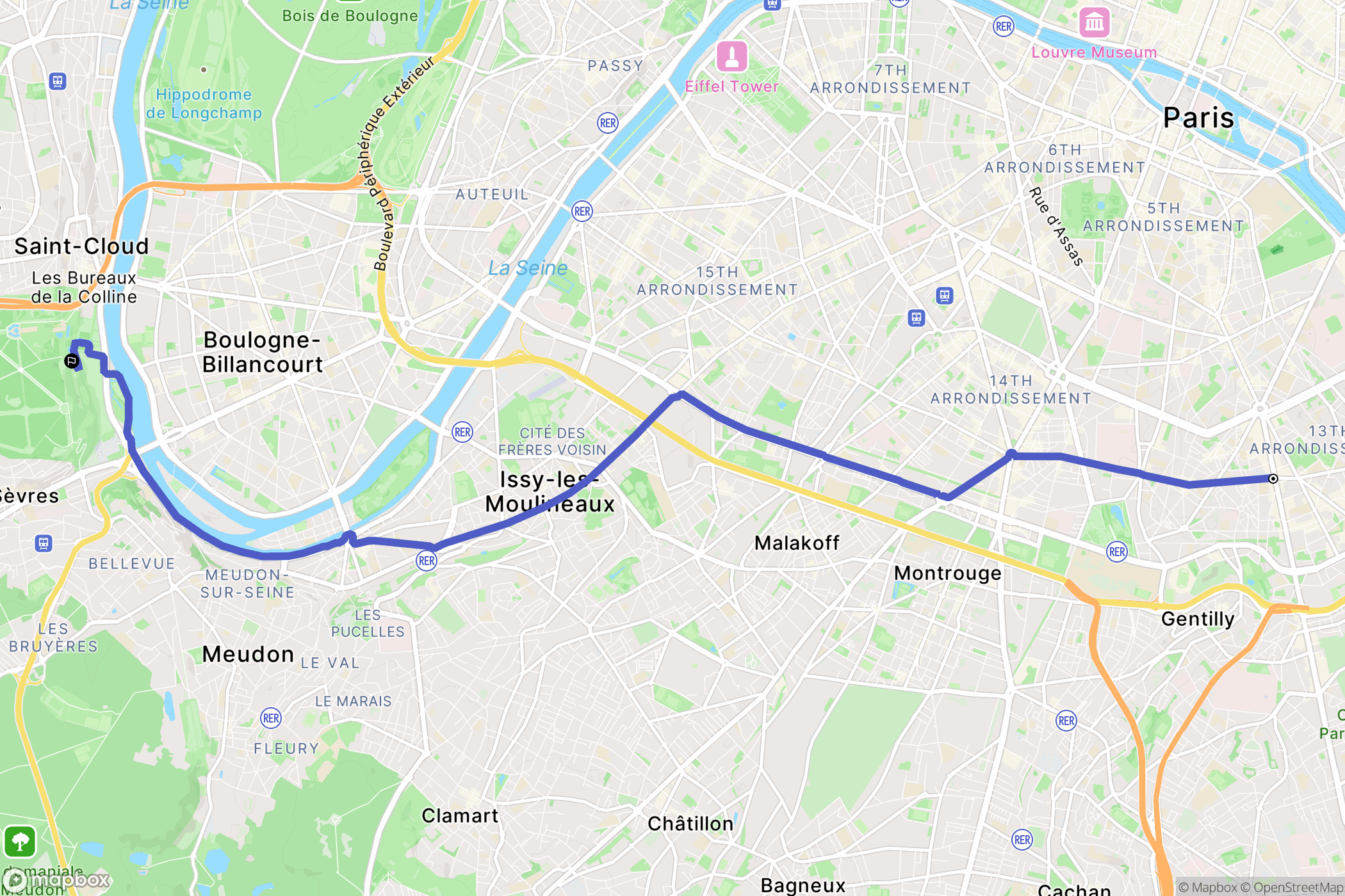 Paris : carte du parcours de randonnée - France
