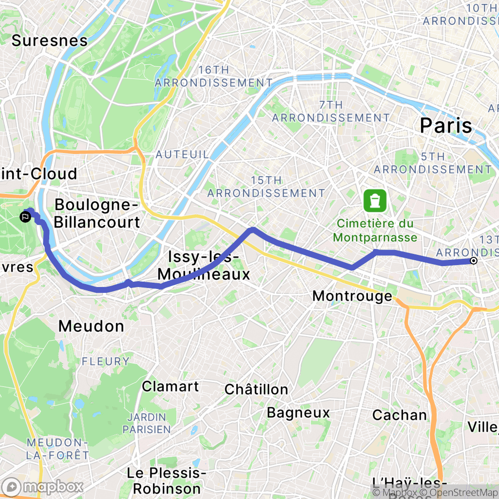 Paris : carte du parcours de randonnée - France