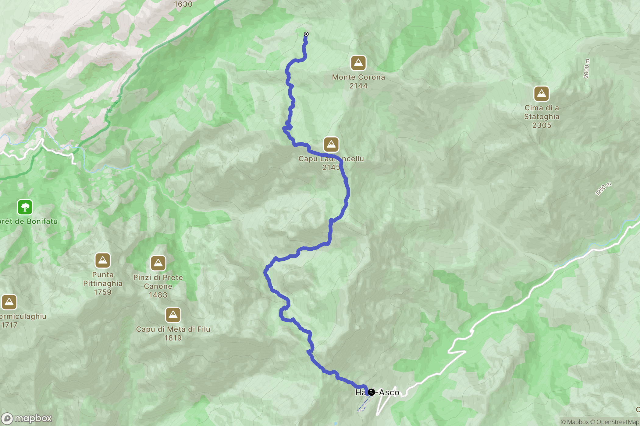 Calenzana : carte du parcours de randonnée - France