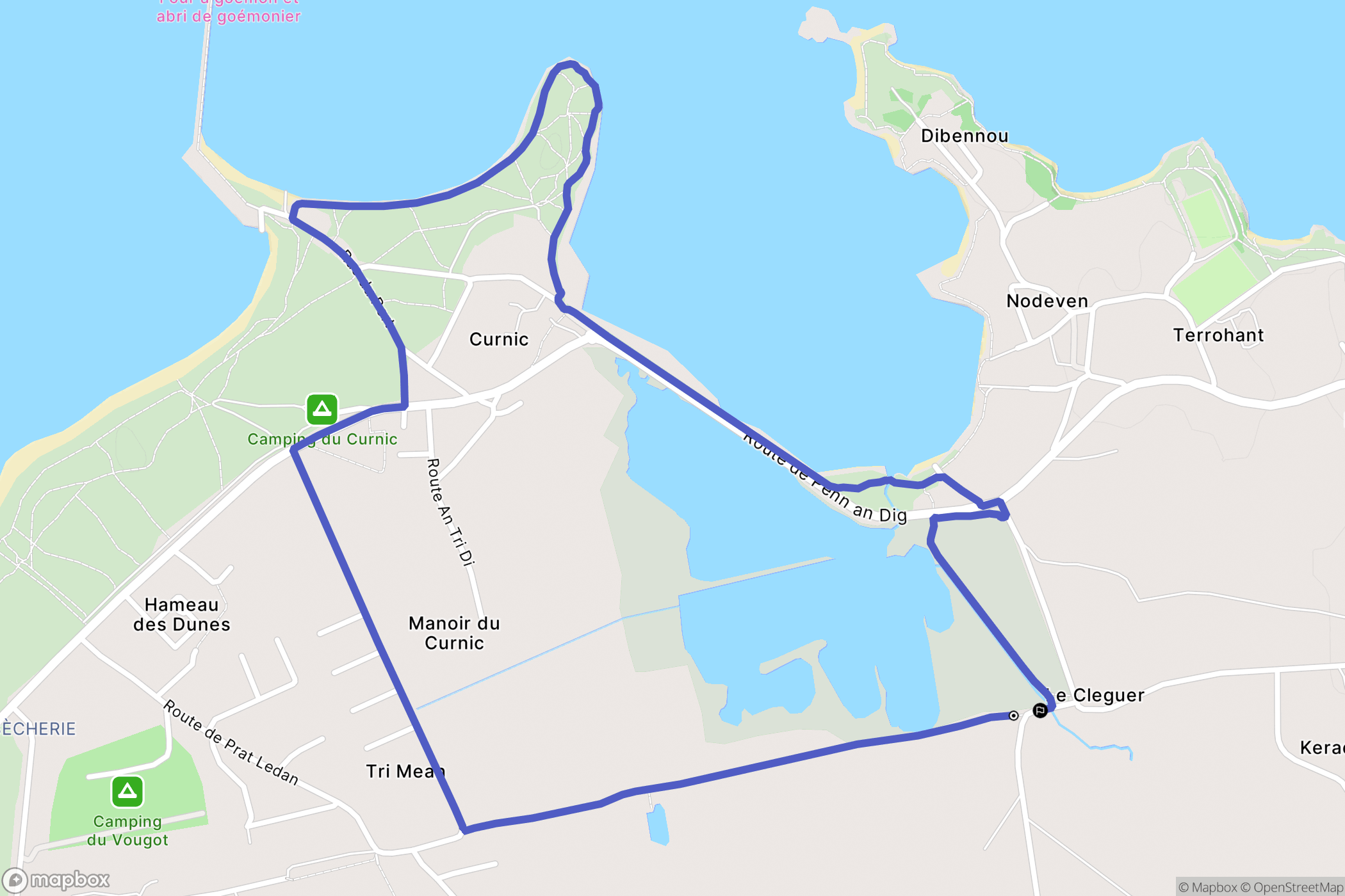Guissény : carte du parcours de randonnée - France