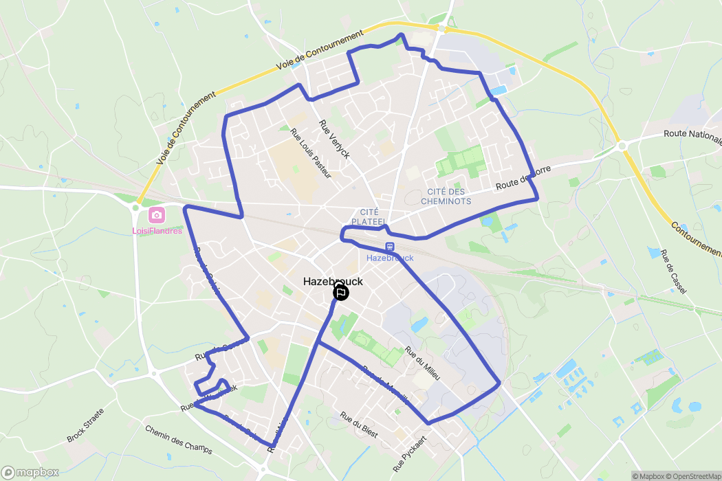 Hazebrouck : carte du parcours de randonnée - France