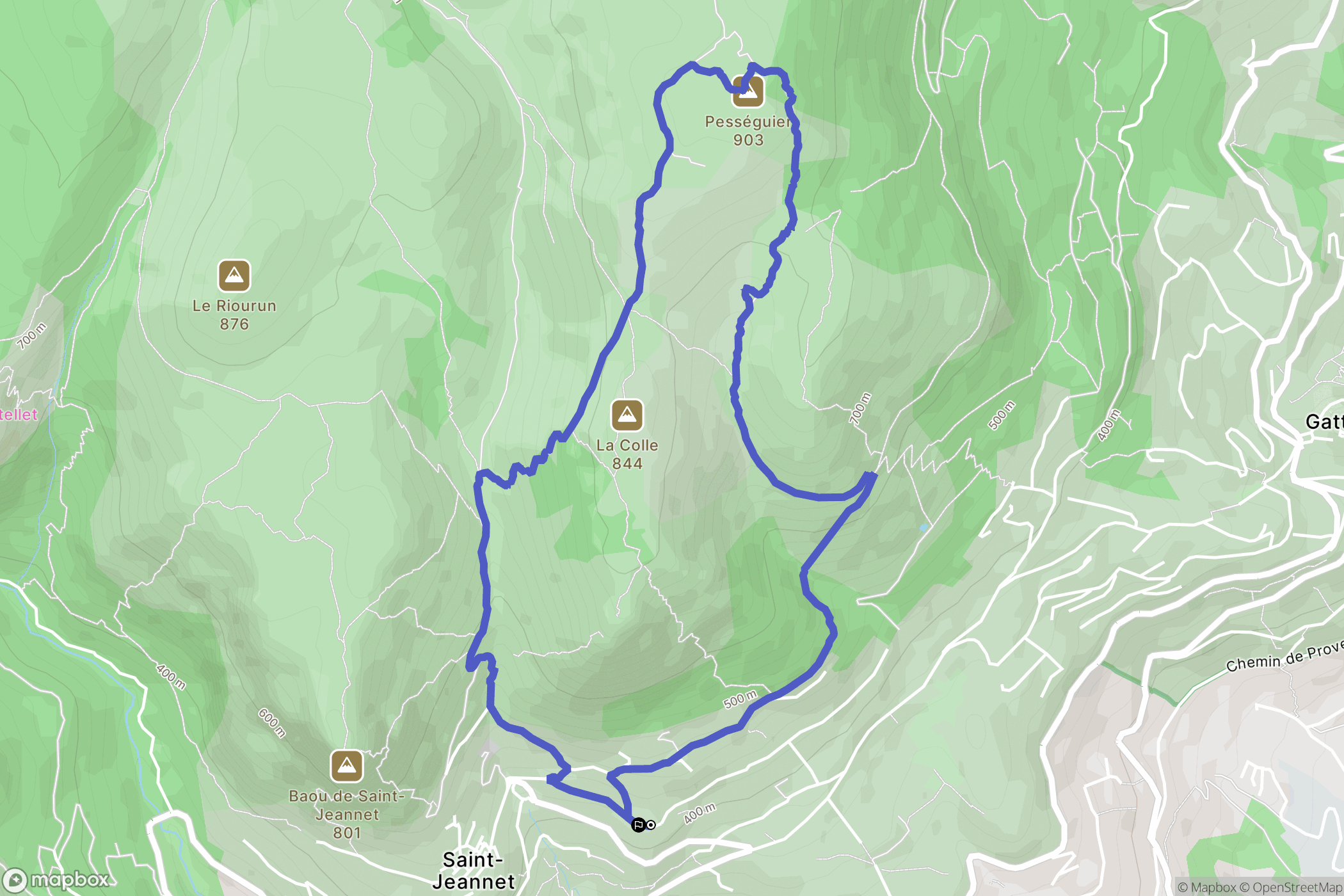Saint Jeannet : carte du parcours de randonnée - France