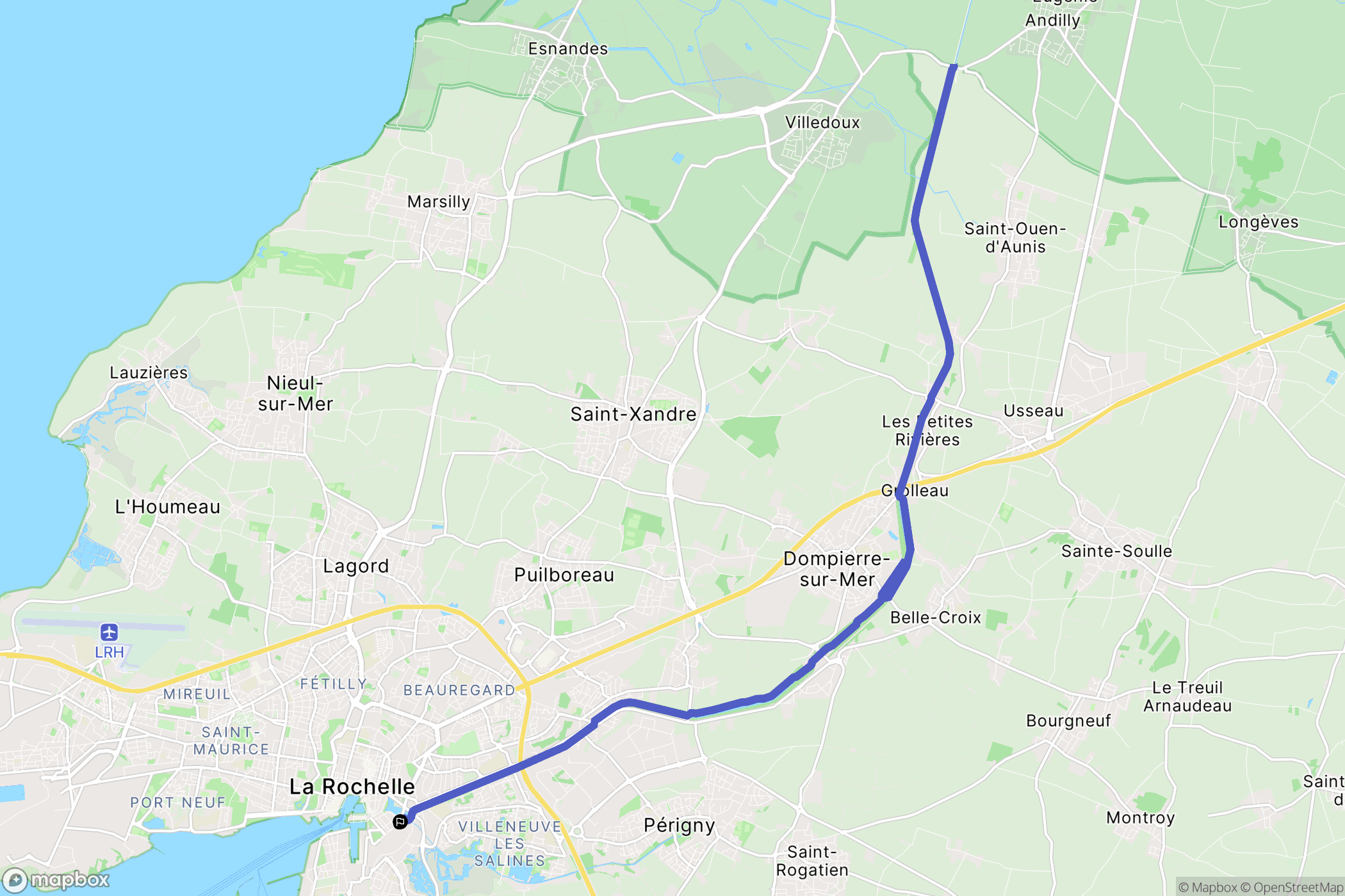 La Rochelle : carte du parcours de randonnée - France