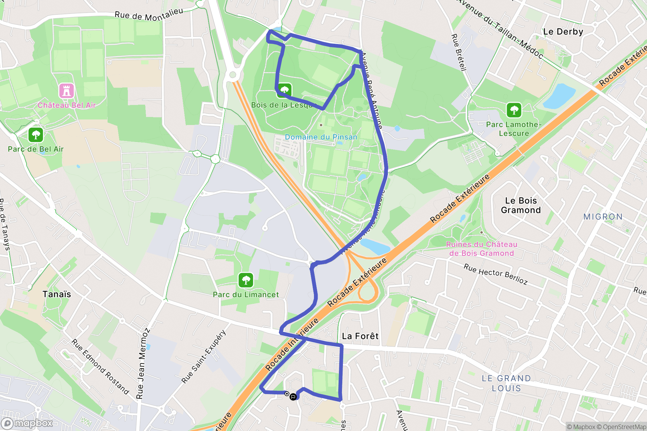 Eysines : carte du parcours de randonnée - France