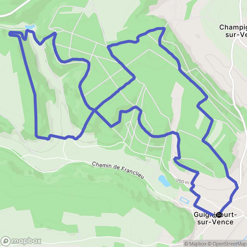 Guignicourt-sur-Vence : carte du parcours de randonnée - France