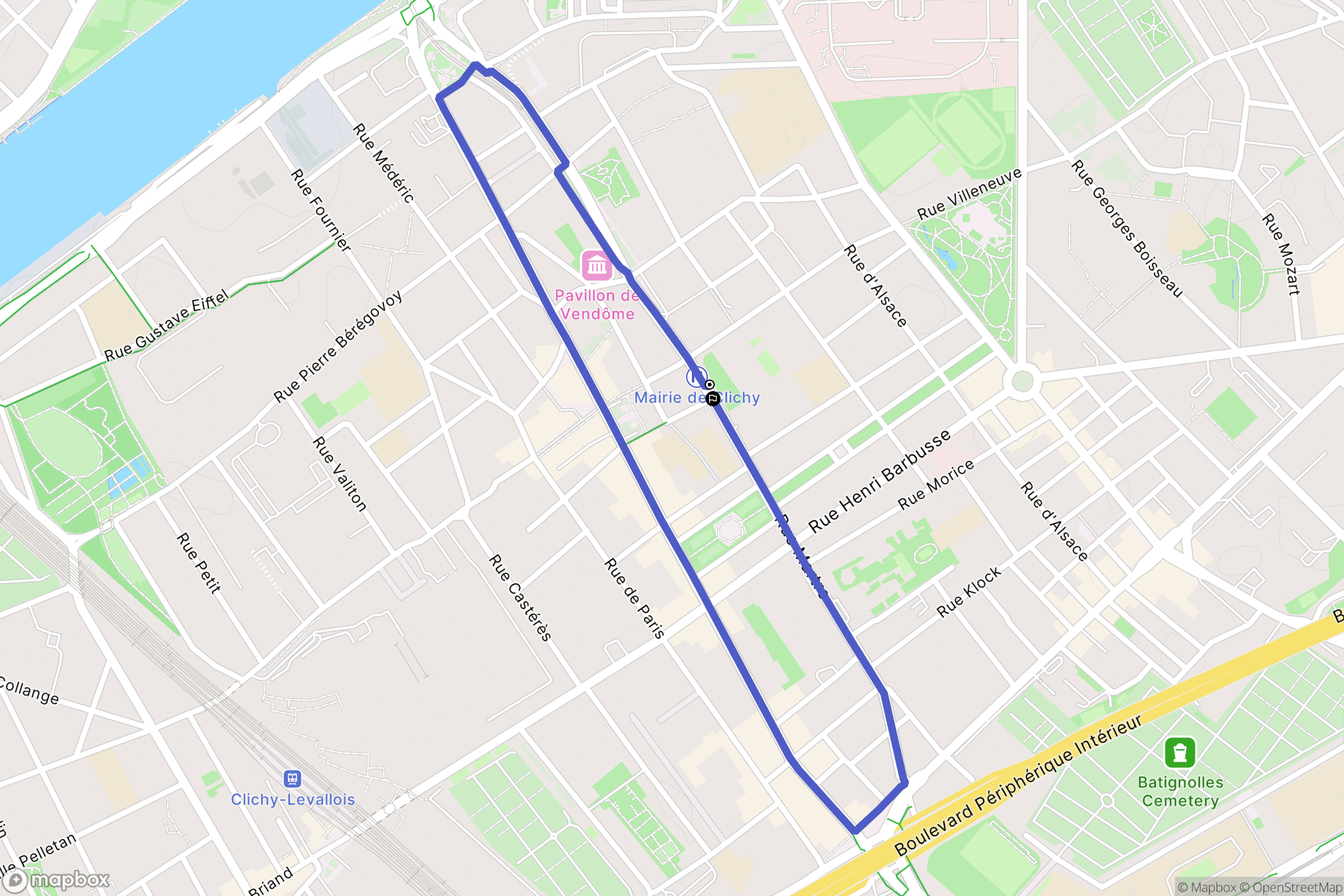 Clichy : carte du parcours de randonnée - France