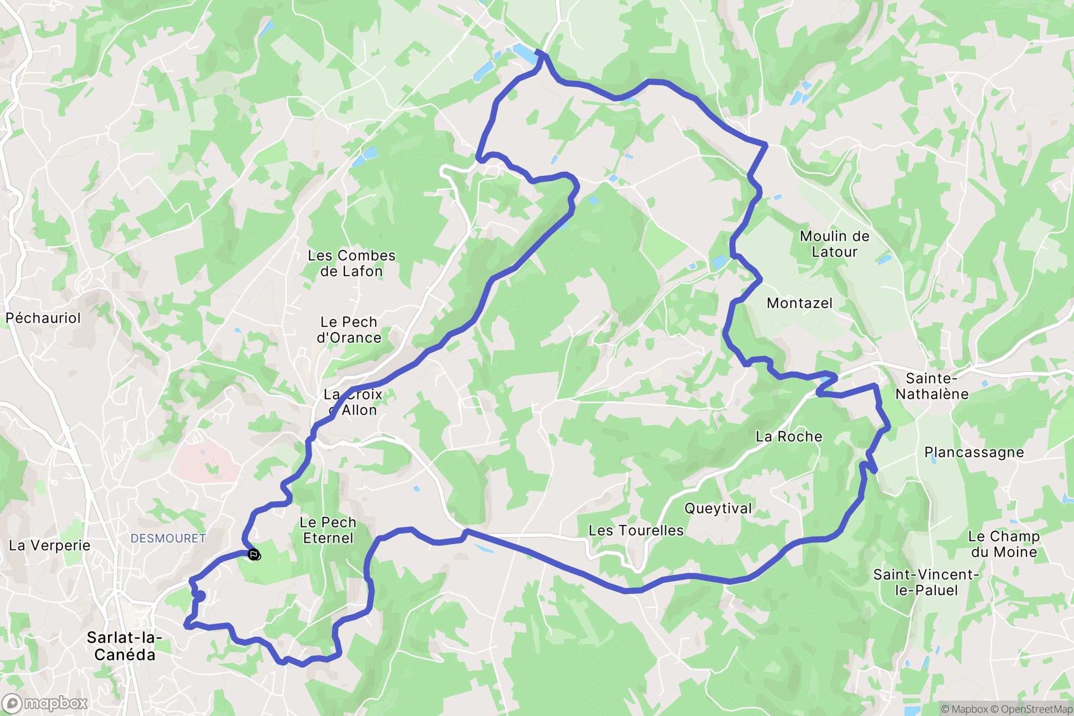 Sarlat-la-Canéda : carte du parcours de randonnée - France