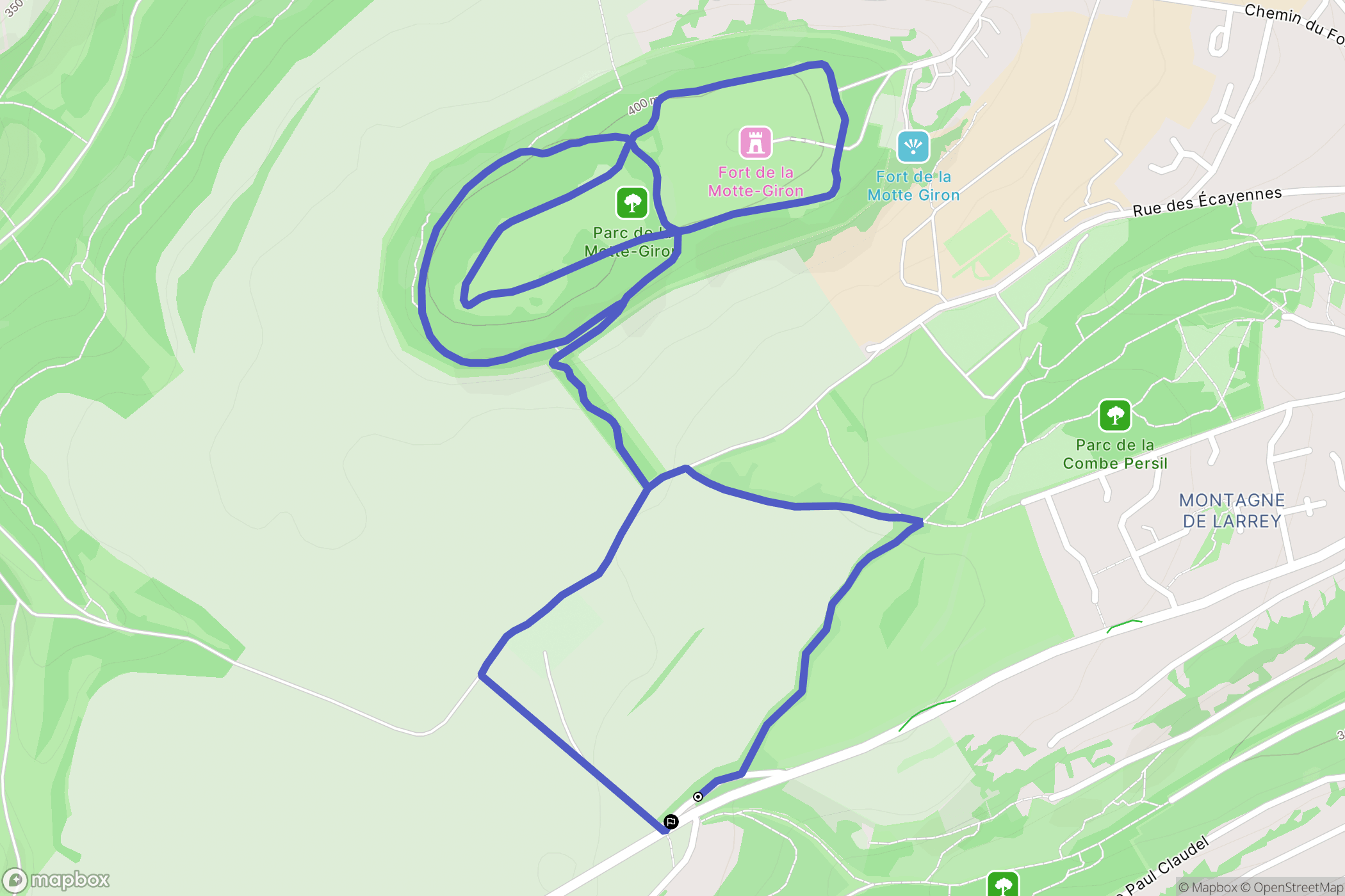 Dijon : carte du parcours de randonnée - France