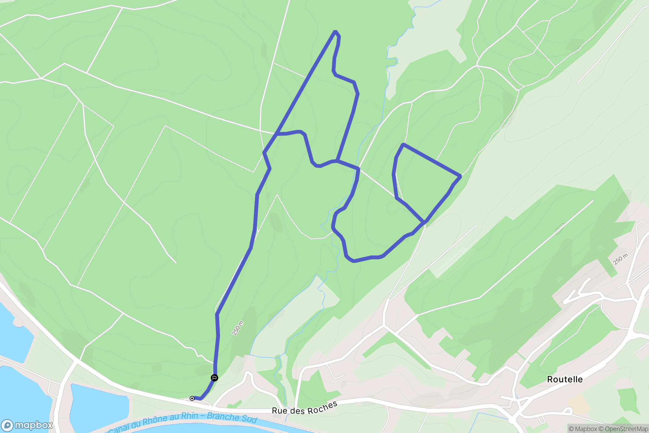 Osselle-Routelle : carte du parcours de randonnée - France