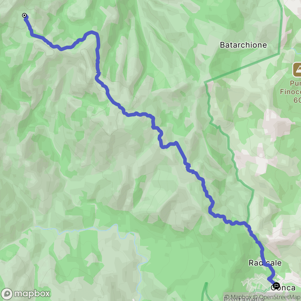 Conca : carte du parcours de randonnée - France