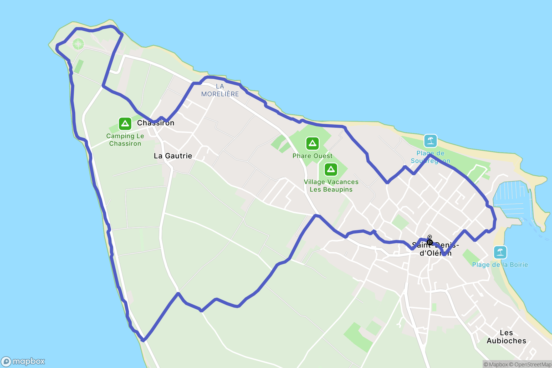 Saint Denis d'Oléron : carte du parcours de randonnée - France