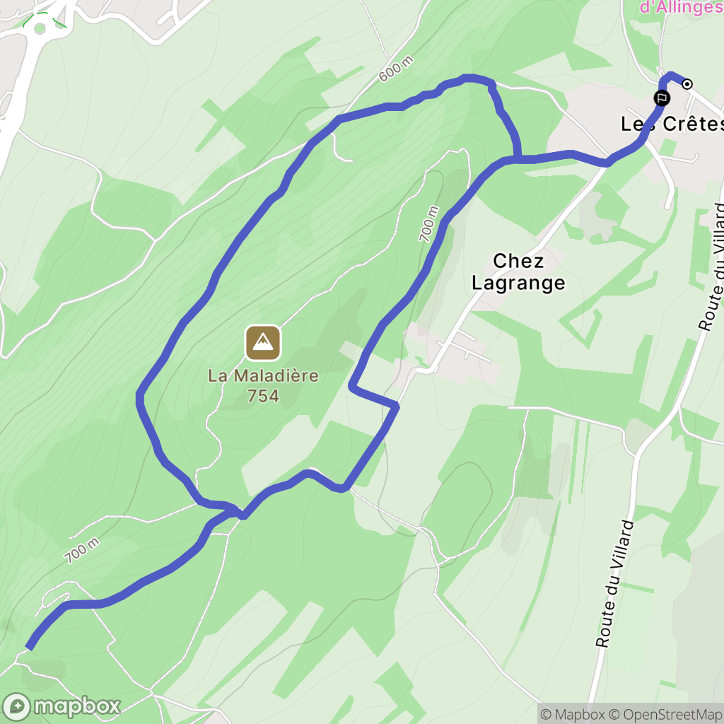 Allinges : carte du parcours de randonnée - France