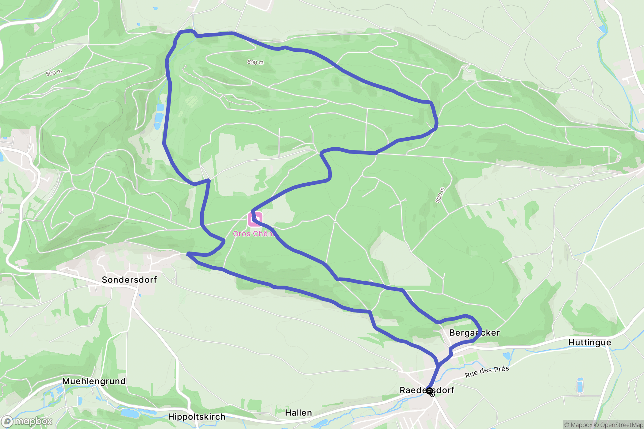 Raedersdorf : carte du parcours de randonnée - France