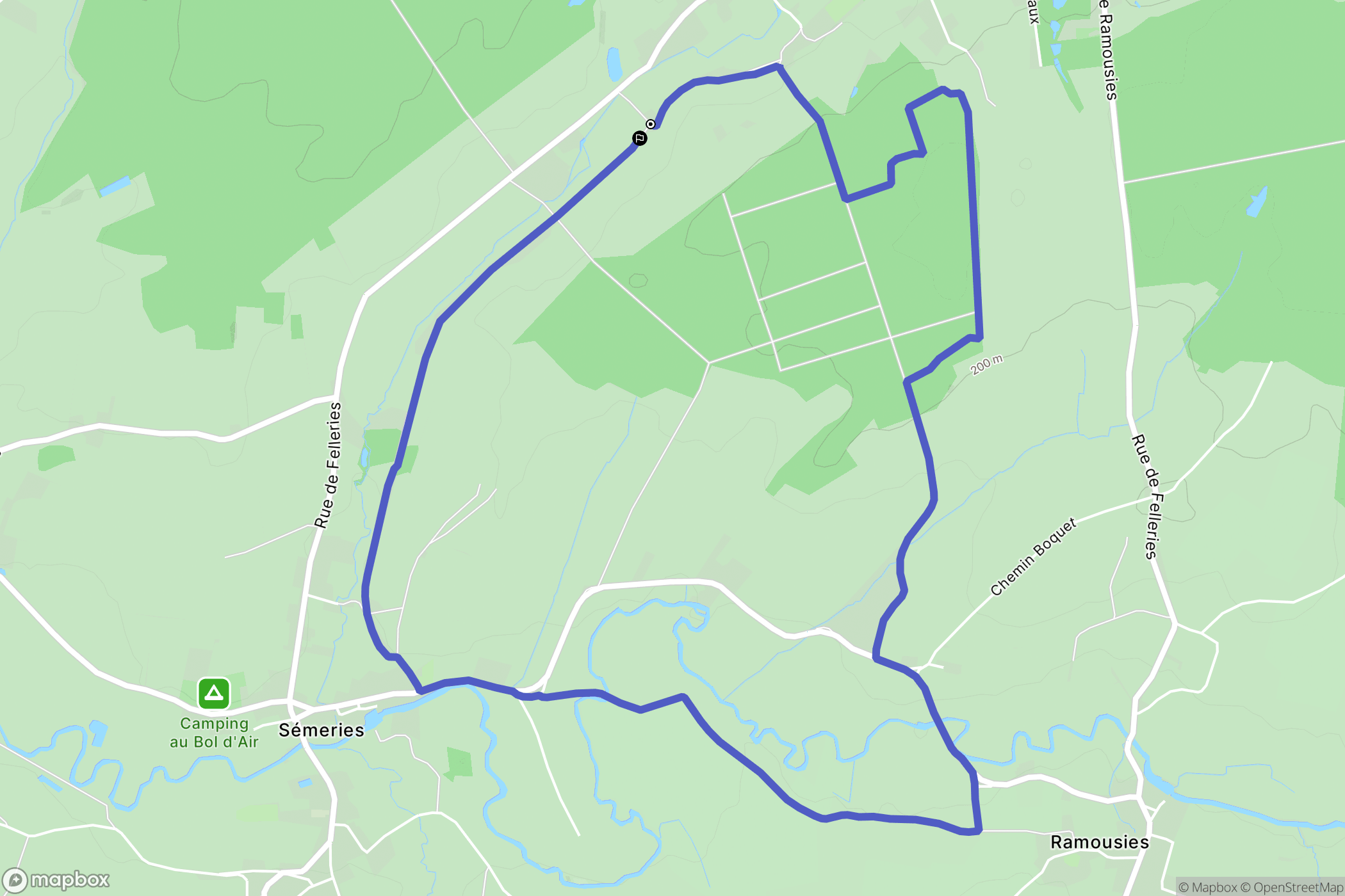 Felleries : carte du parcours de randonnée - France