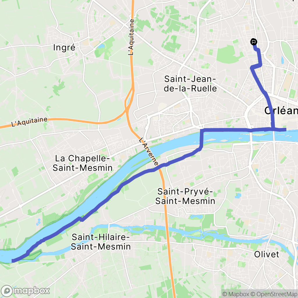 Orléans : carte du parcours de randonnée - France