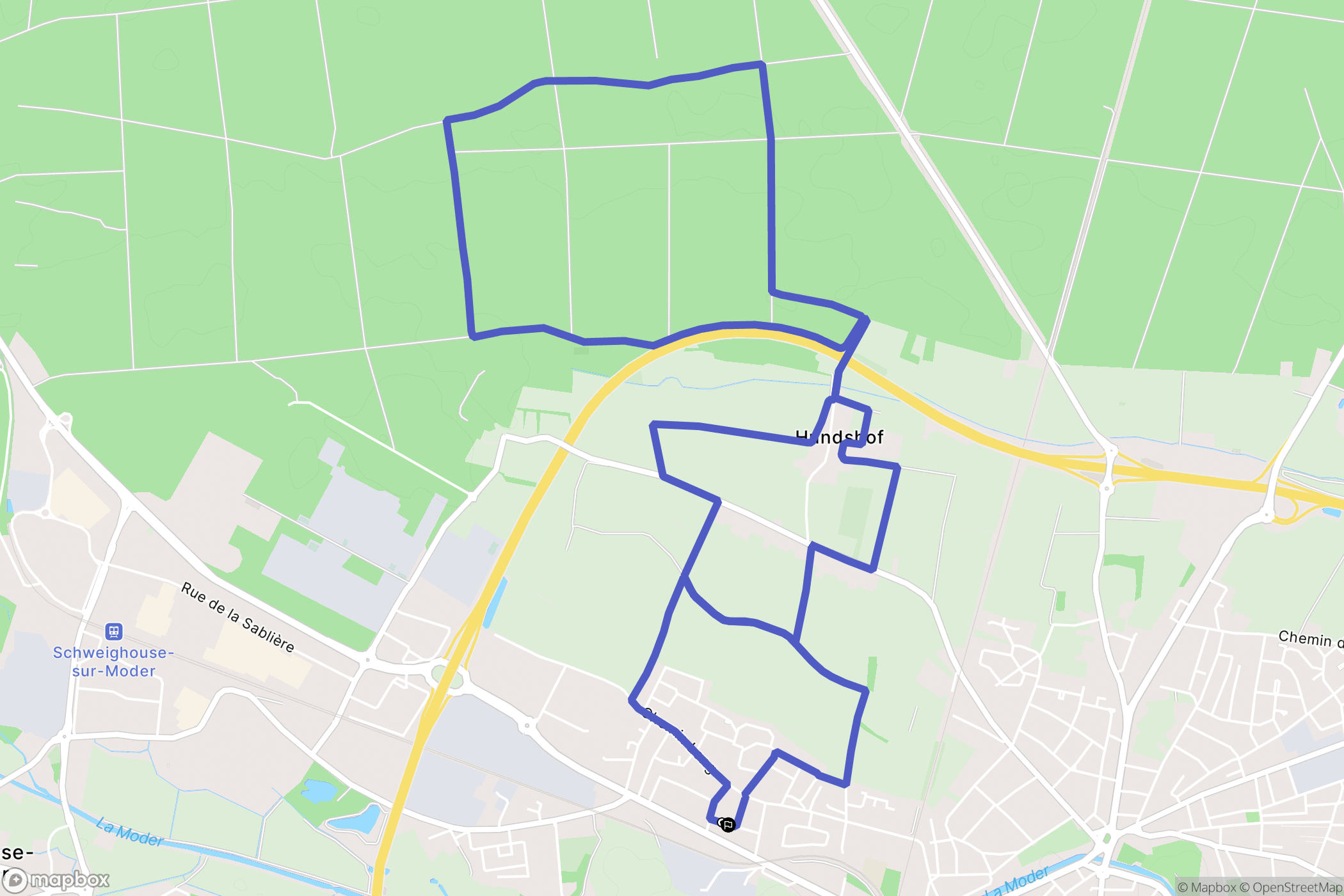Haguenau : carte du parcours de randonnée - France