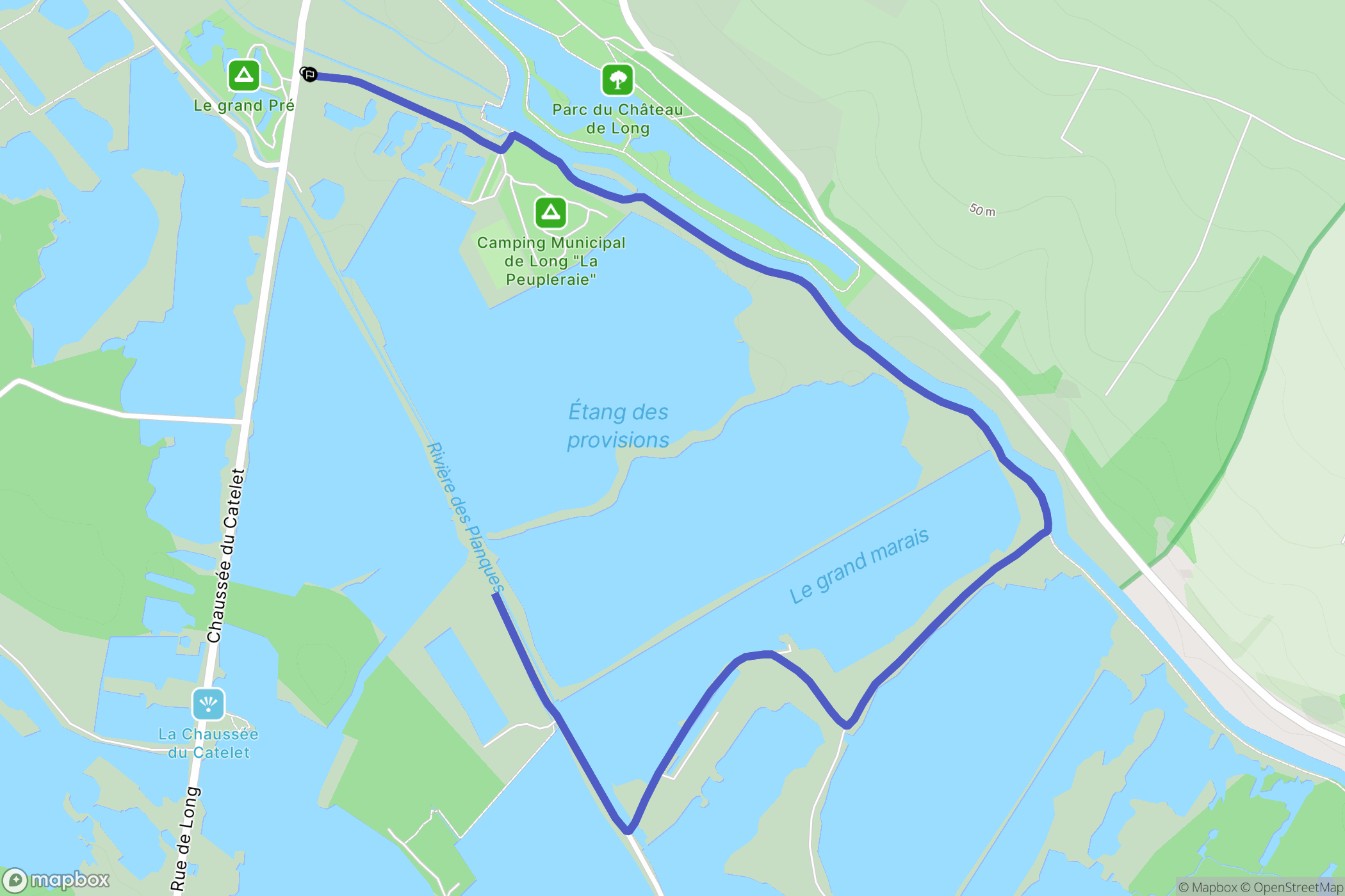 Long : carte du parcours de randonnée - France
