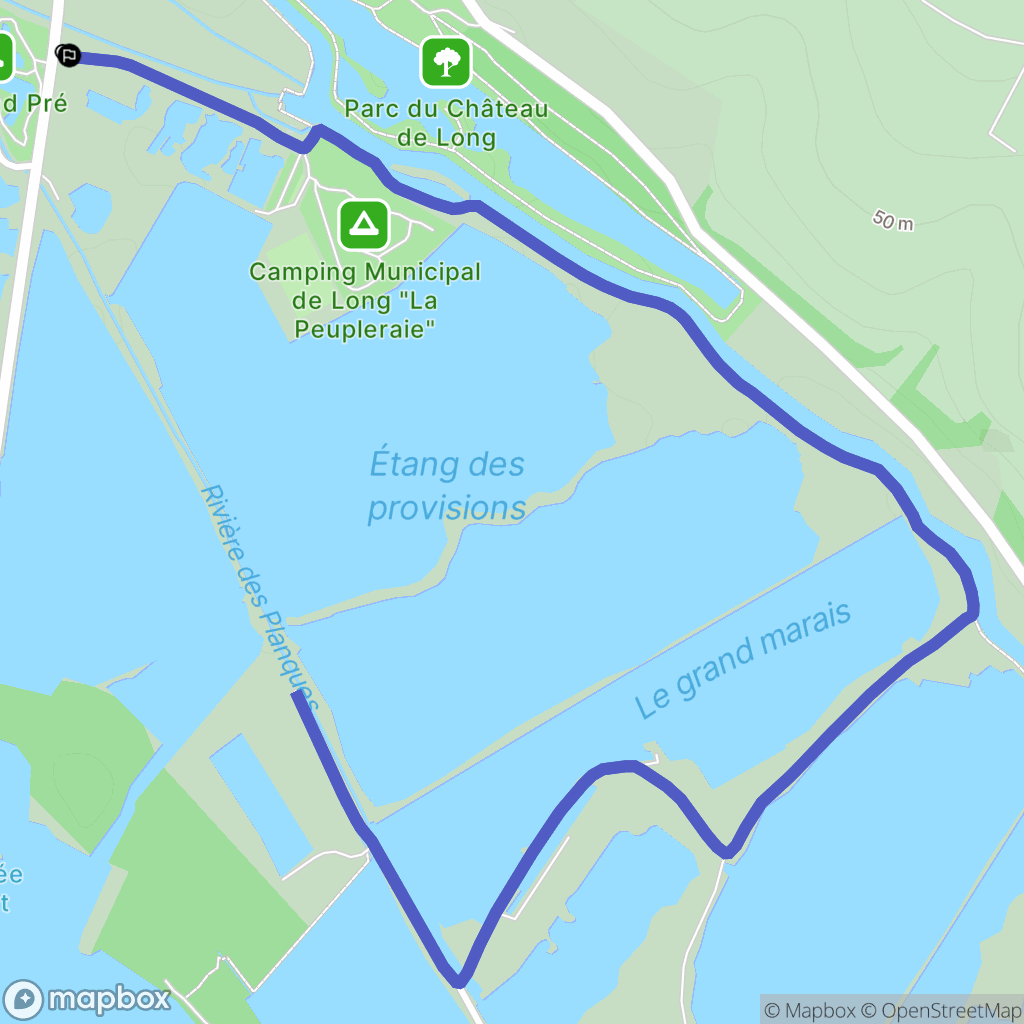 Long : carte du parcours de randonnée - France