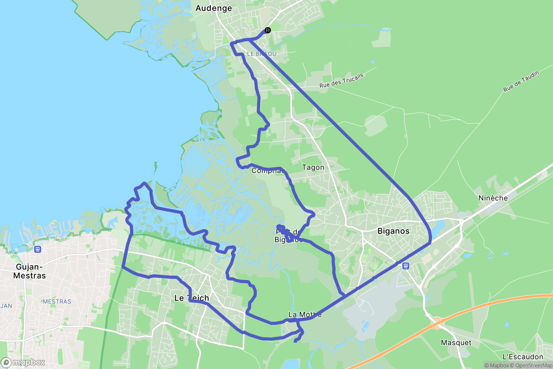 Audenge : carte du parcours de randonnée - France