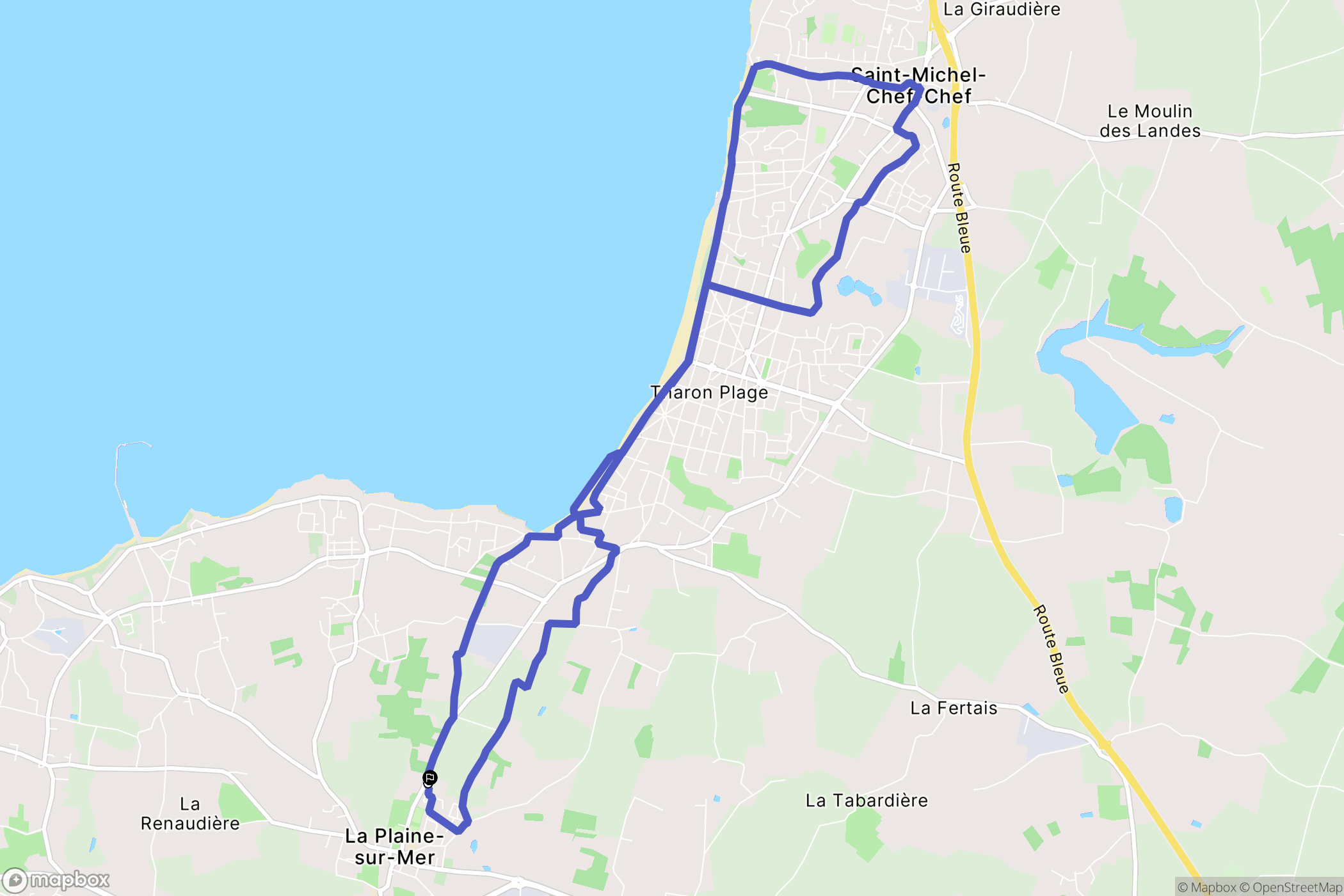 La Plaine-sur-Mer : carte du parcours de randonnée - France