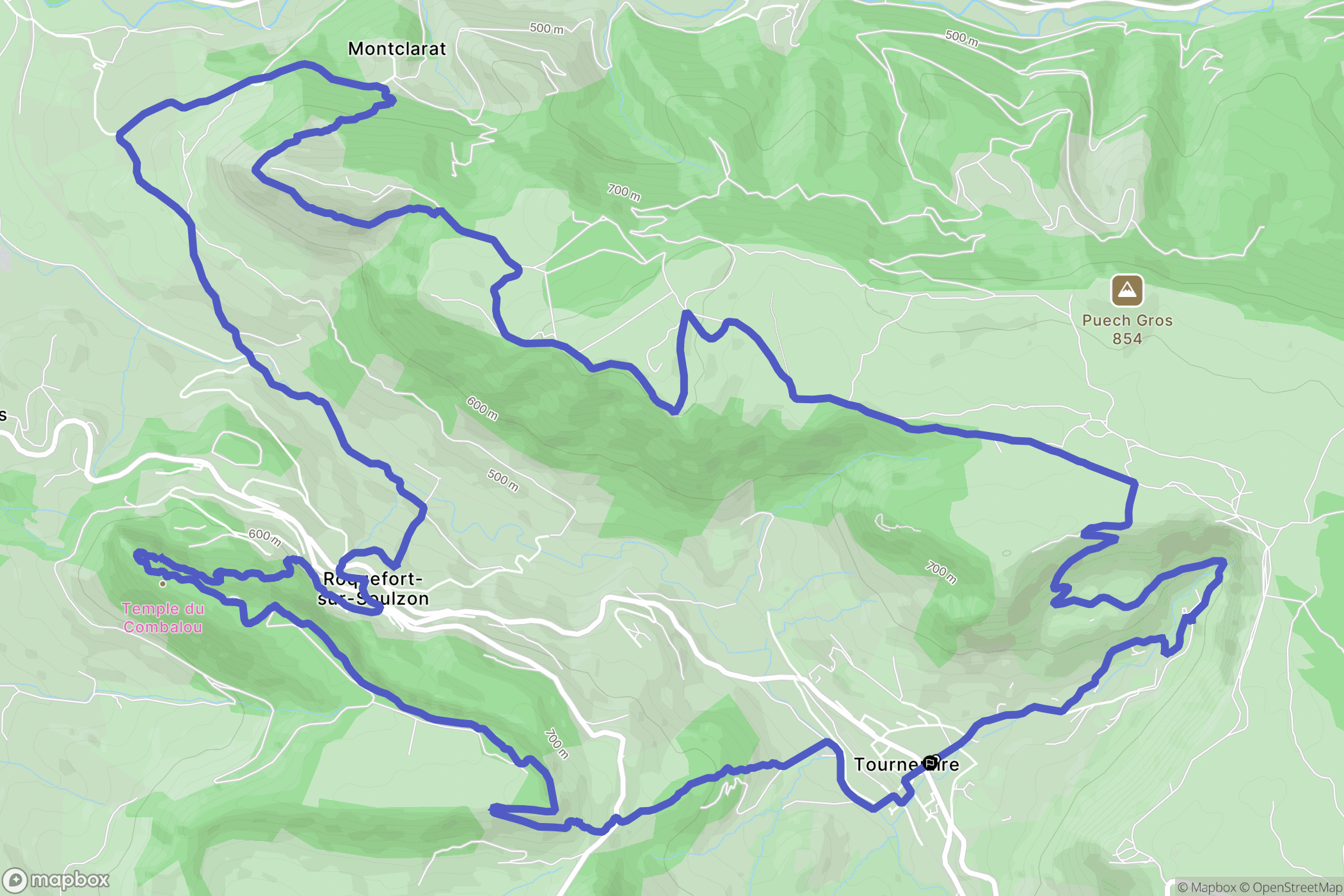 Tournemire : carte du parcours de randonnée - France