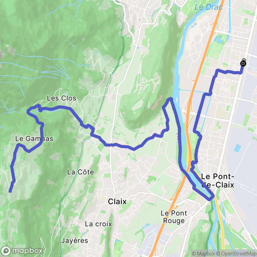 Échirolles : carte du parcours de randonnée - France