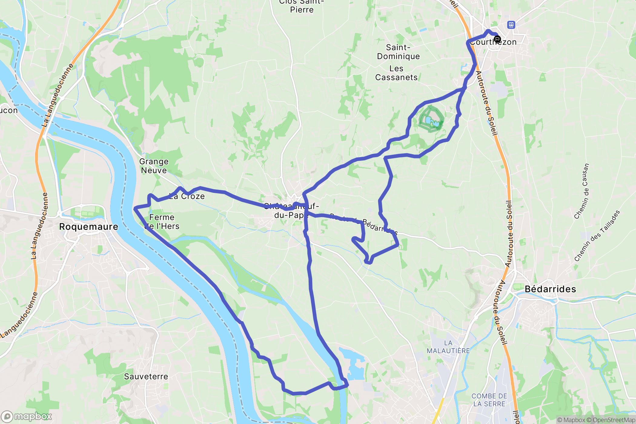Courthézon : carte du parcours de randonnée - France