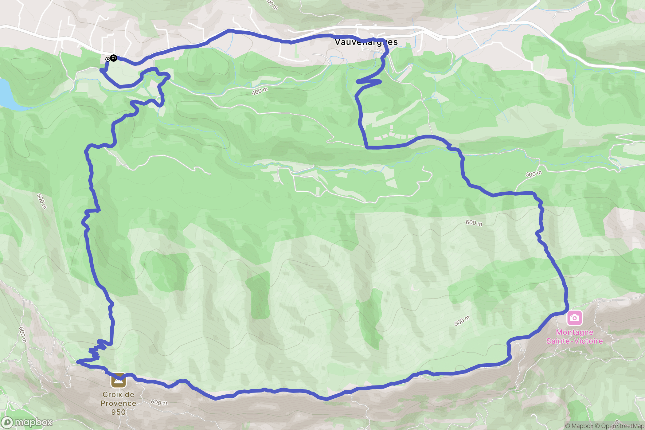 Vauvenargues : carte du parcours de randonnée - France