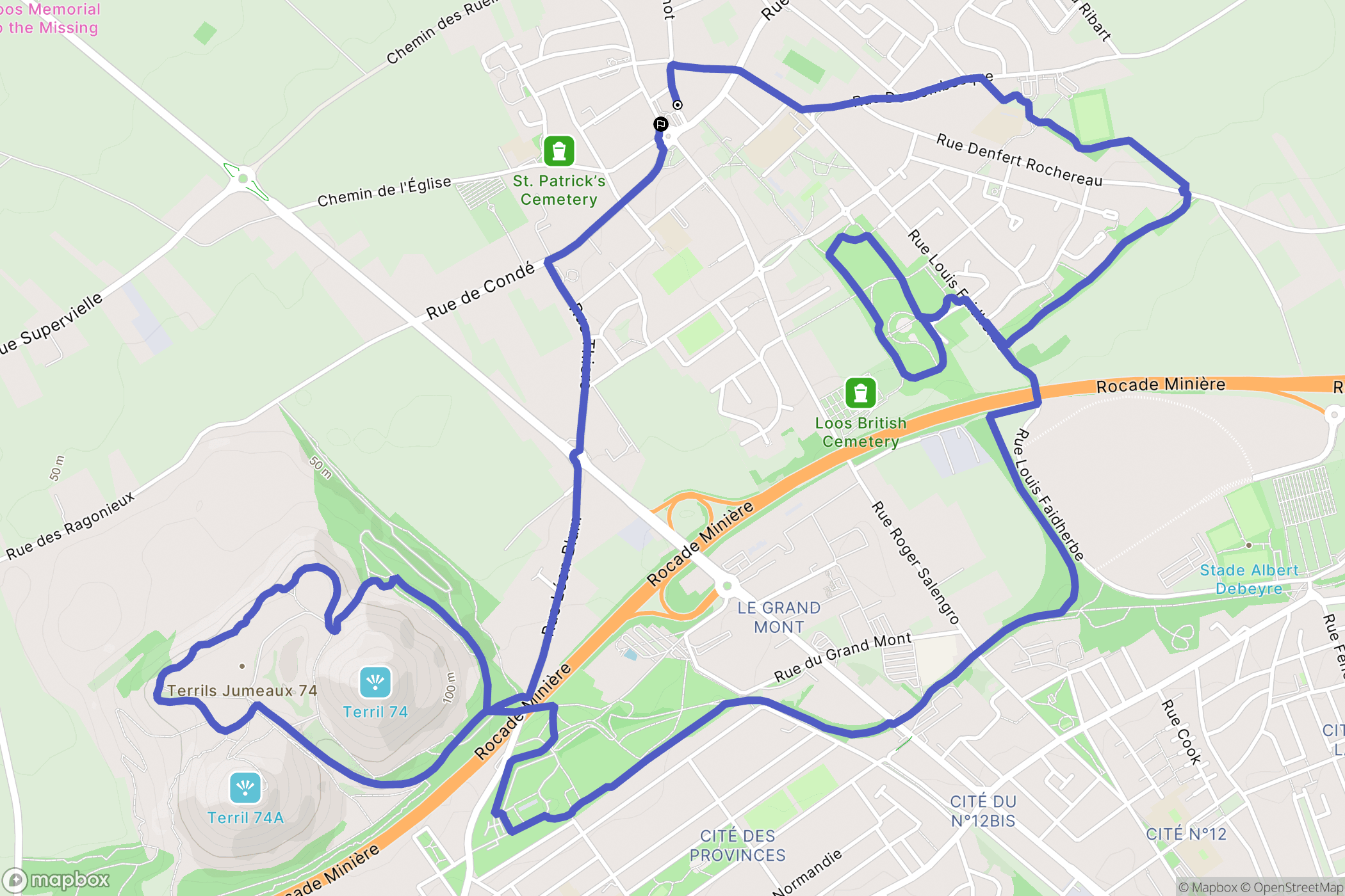 Loos-en-Gohelle : carte du parcours de randonnée - France